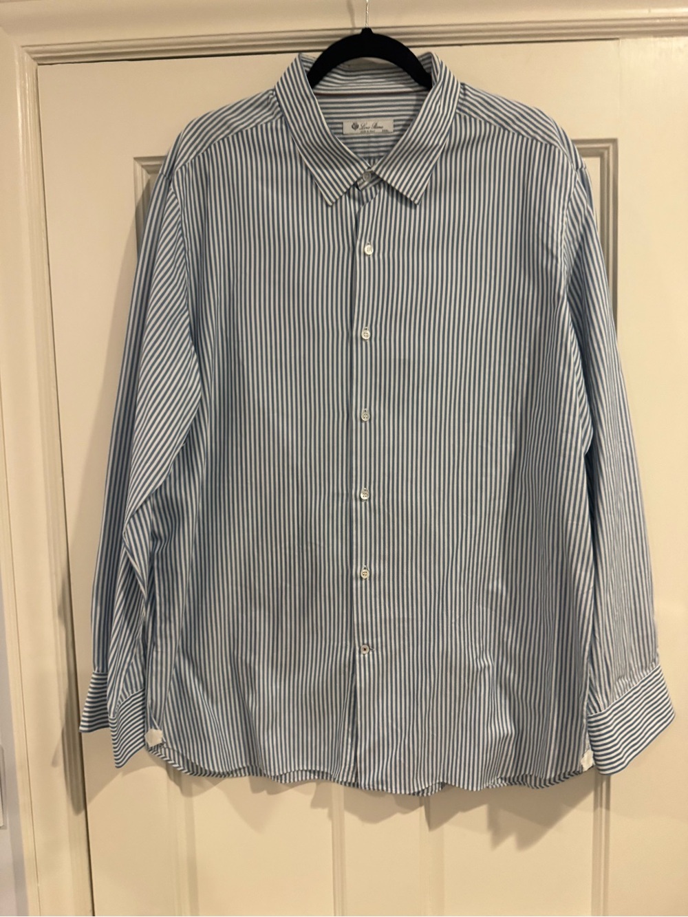 Loro Piana Blue and White Stripe Dress Shirt
